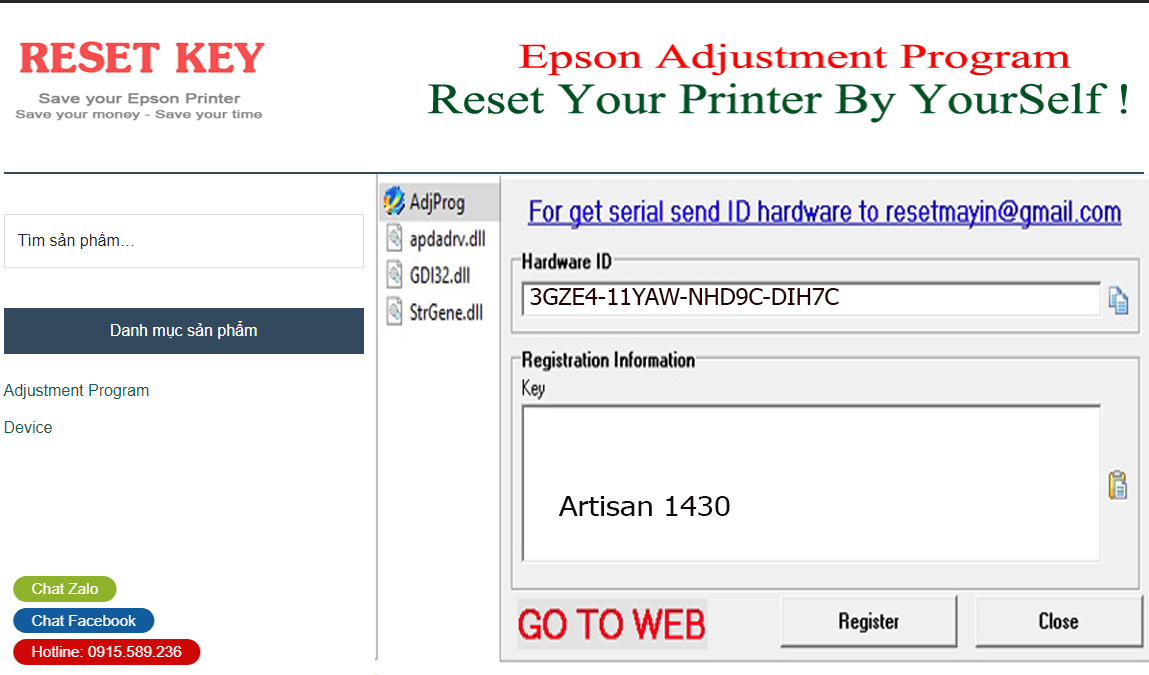 Epson Artisan 1430 Adjustment Program